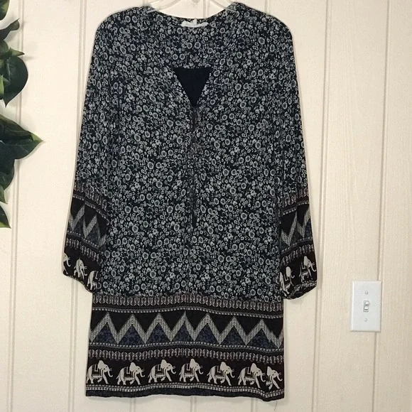 Ladies Altar’d State LS Multicolor Design Dress Elephants Flower Floral 
XS 0 2… - Picture 3 of 14